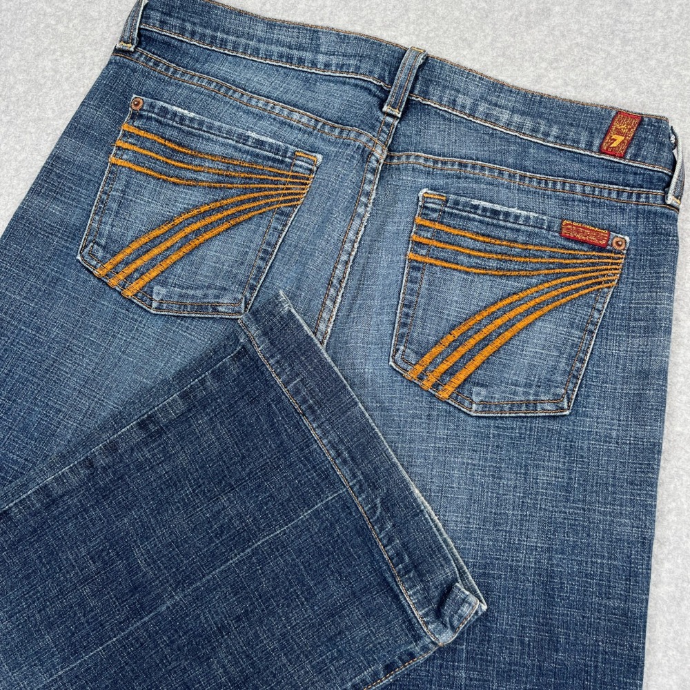 7 For All Mankind Dojo Jeans Womens 30 (31x30) Wide Leg Flare Low Rise Denim Y2K